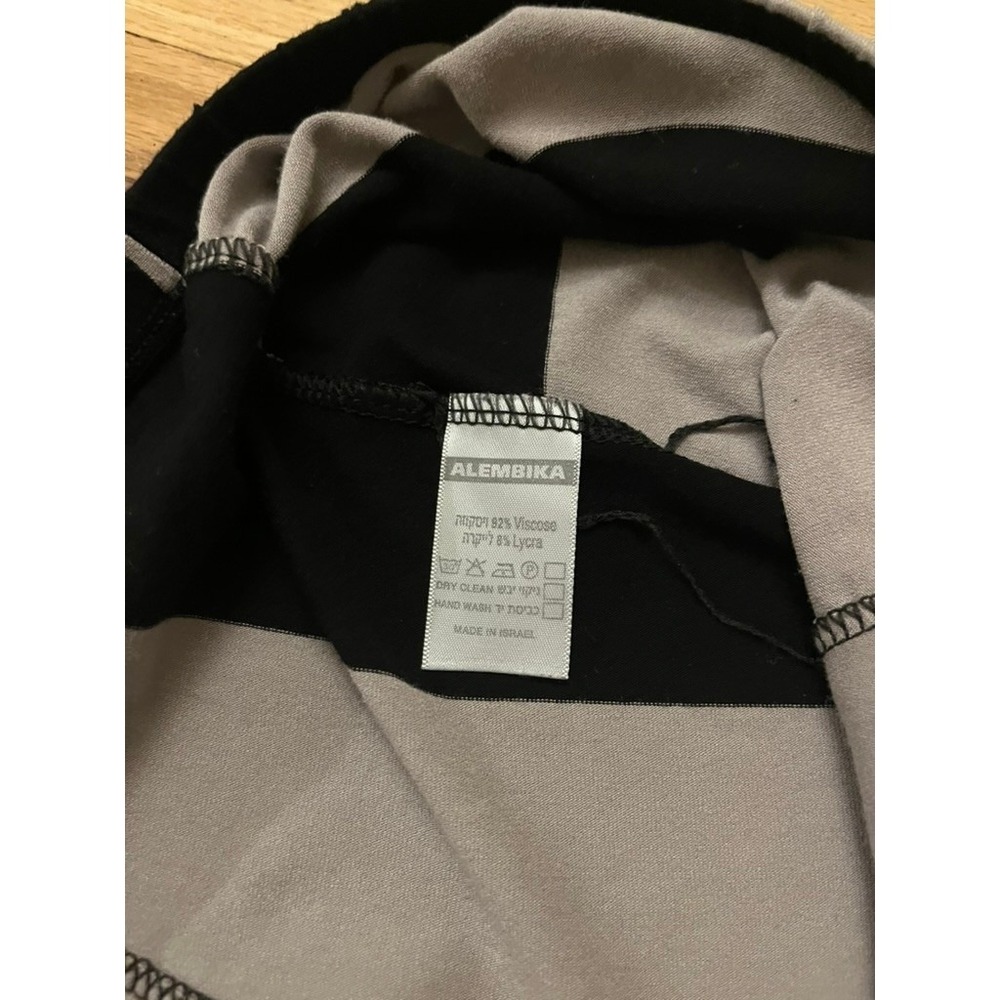 Alembika Punto Pants Black Taupe Stripe Elastic Waist Size 4 (12-14) - Picture 9 of 9